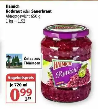 Globus Hainich Rotkraut Oder Sauerkraut Angebot