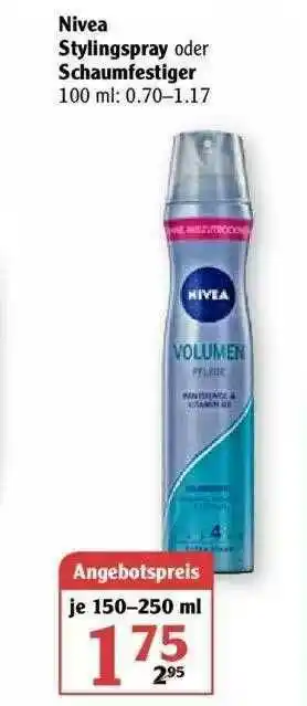 Globus Nivea Stylingspray Oder Schaumfestiger Angebot