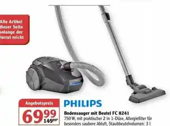 Globus Philips Bodensauger Mit Beutel Fc8241 Angebot