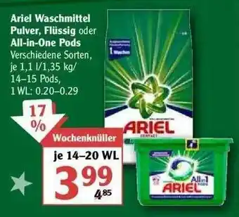 Globus Ariel Waschmittel Pulver, Flüssig Oder Allin1 Pods Angebot