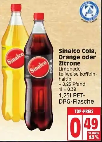 Edeka Sinalco Cola, Orange oder Zitrone 1,25L Angebot