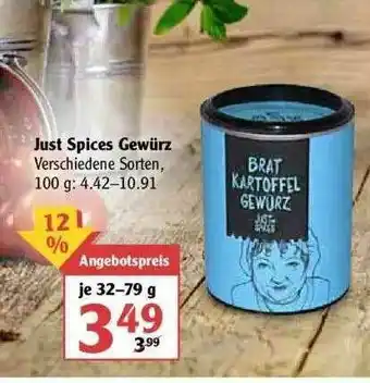 Globus Just Spices Gewürz Angebot