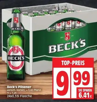 Edeka Beck's Pilsener 24x0,33L Angebot