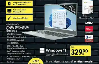 Aldi Nord Medion Akoya E15308 Notebook Angebot