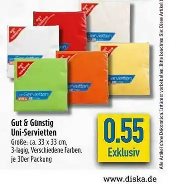 diska Gut & Günstig Uni-servietten Angebot