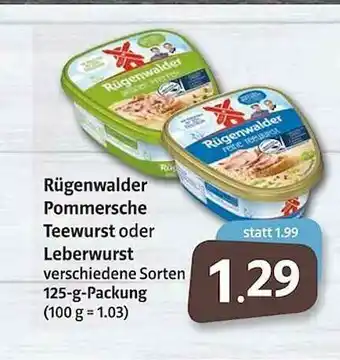 Markant Rügenwalder Pommersche Teewurst Oder Leberwurst Angebot