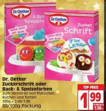 Edeka Dr. Oetker Zuckerschrift oder Back & Speisefarben 80/100g Angebot