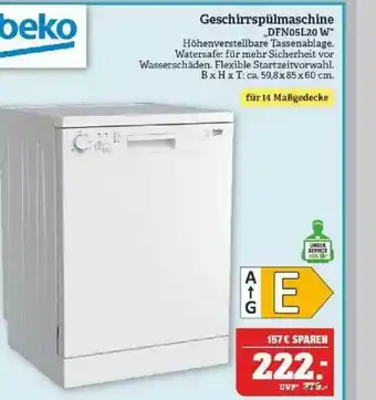 Marktkauf Beko Geschirrspülmaschine Dfn05l20w Angebot