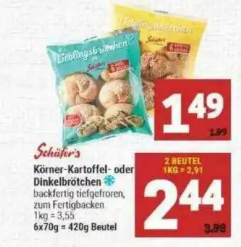 Marktkauf Schäfer's Körner-kartoffel- Oder Dinkelbrötchen Angebot