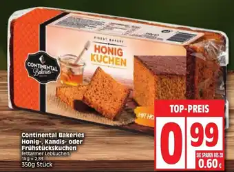 Edeka Continental Bakeries Honig, Kandis oder Frühstückskuchen 350g Angebot