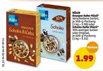 PENNY Kölln Knusper Hafer Müsli Oder Schoko Hafer Müsli Angebot