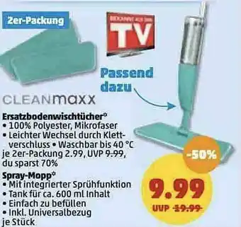 PENNY Cleanmaxx Ersatzbodenischtücher Spray-mopp Angebot