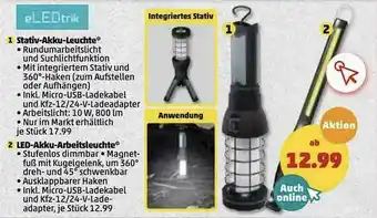 PENNY Stativ-akku-leuchte Led-akku-arbeitsleuchte Eledtrik Angebot