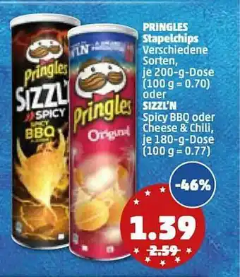 PENNY Pringles Stapelchips Oder Sizzl'n Angebot