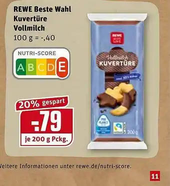 REWE Kaufpark Rewe Beste Wahl Kuvertüre Vollmilch Angebot