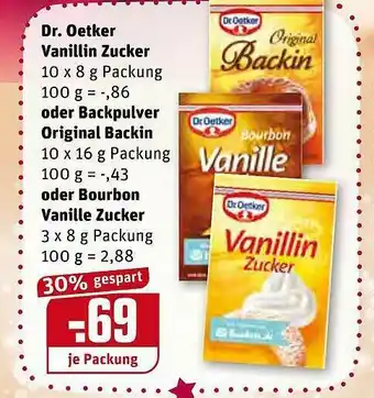 REWE Kaufpark Dr. Oetker Vanillin Zucker Oder Backpulver Original Backin Oder Bourbon Vanille Zucker Angebot