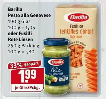 REWE Kaufpark Barilla Pesto Alla Genovese Oder Füsilli Rote Linsen Angebot