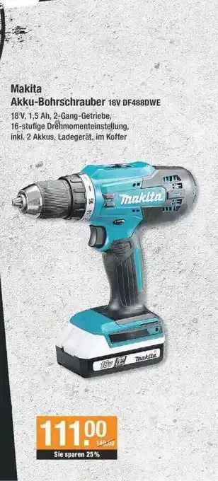 V Baumarkt Makita Akku-bohrschrauber 18v Df488dwe Angebot