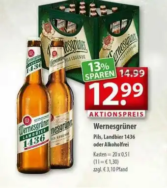 Getränkeland Wernesgrüner Pils, Landbier 1436 Oder Alkoholfrei Angebot