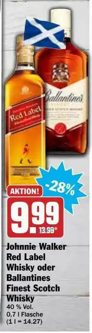 Hit Johnnie Walker Red Label Whisky Oder Ballantines Finest Scotch Whisky Angebot