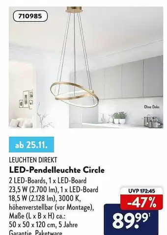 Aldi Nord Leuchten Direkt Led-pendelleuchte Circle Angebot