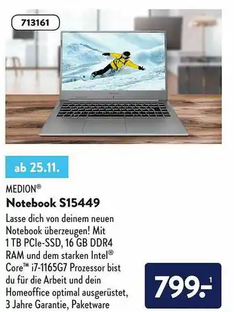 Aldi Nord Medion Notebook S15449 Angebot