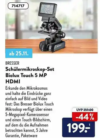 Aldi Nord Bresser Schülermikroskop-set Biolux Touch 5 Mp Hdmi Angebot