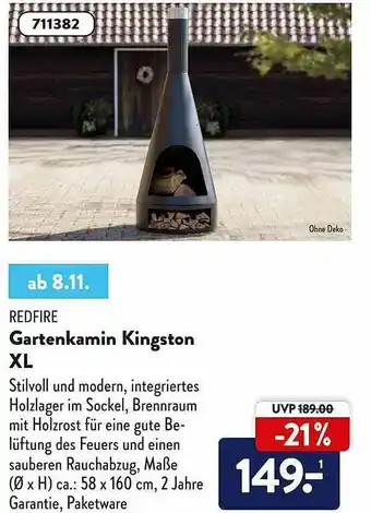 Aldi Nord Redfire Gartenkamin Kingston XL Angebot