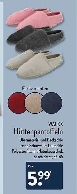 Aldi Nord Walkx Hüttenpantoffeln Angebot