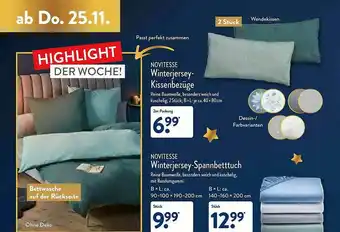 Aldi Nord Novitesse Winterjersey-kissenbezüge Oder -spannbetttuch Angebot