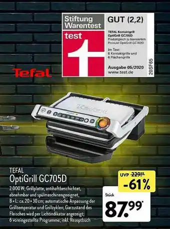 Aldi Nord Tefal Optigrill Gc705d Angebot