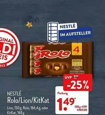 Aldi Nord Nestlé Rolo, Lion Oder Kitkat Angebot