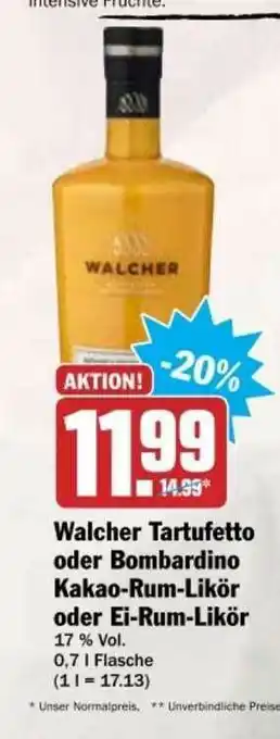 dodenhof Walcher Tartufetto Oder Bombardino Kakao -rum-likör Oder Ei-rum-likör Angebot