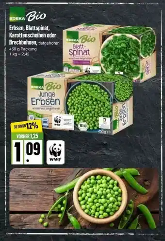 Edeka Edeka Bio Erbsen, Blattspinat, Karottenscheiben Oder Brechbohnen Angebot