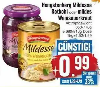 Edeka Hengstenberg Mildessa Rotkohl Oder Mildes Weinsauerkraut Angebot