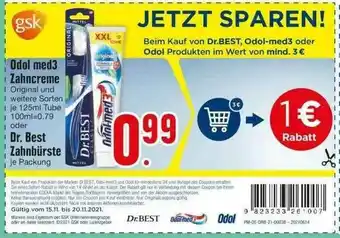 Edeka Odol Med 3 Zahncreme Oder Dr. Best Zahnbürste Angebot