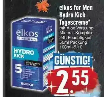 Edeka Elkos For Men Hydro Kick Tagescreme Angebot