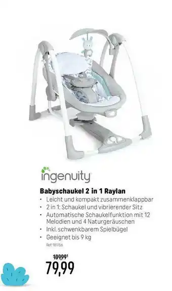 Smyths Toys Ingenuity Babyschaukel 2in1 Raylan Angebot