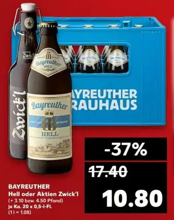 Kaufland Bayreuther Hell oder Aktien Zwick'l 20x0,5L Angebot