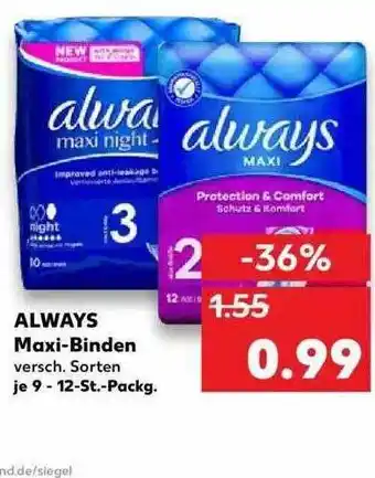 Kaufland Always Maxi-binden Angebot