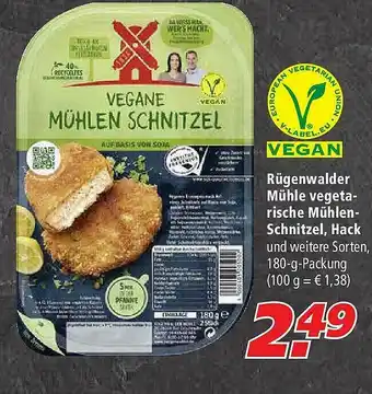 Marktkauf Rügenwalder Mühle Vegetarische Mühlenschnitzel, Hack Angebot