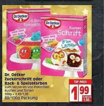 Edeka Dr. Oetker Zuckerschrift Oder Back & Speisefarben Angebot