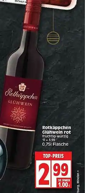 Edeka Rotkäppchen Glühwein Rot Angebot