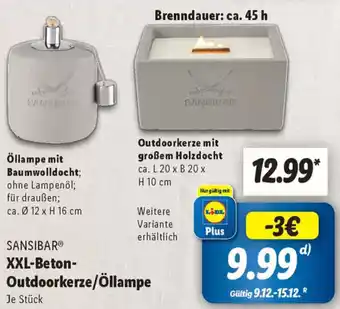 Lidl SANSIBAR XXL-Beton Outdoorkerze/Öllampe Angebot