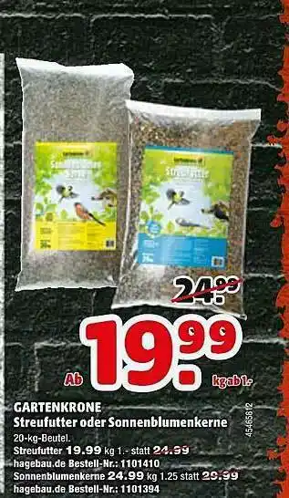 Hagebau Gartenkrone Streufutter Oder Sonnenblumenkerne Angebot