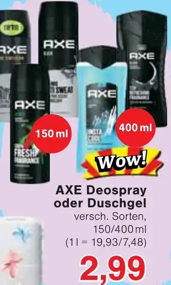 Wiglo Wunderland AXE Deospray oder Duschgel Angebot