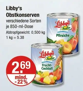 V Markt Libby's obstkonserven Angebot