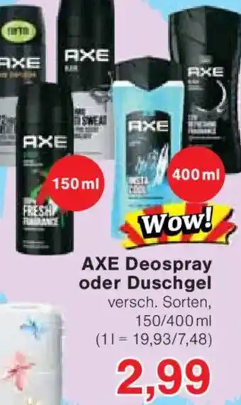 Jawoll AXE Deospray oder Duschgel Angebot