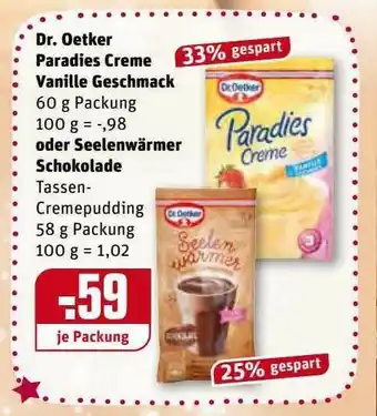 REWE Kaufpark Dr. Otker Paradies Creme Vanille Geschmack Oder Seelenwärmer Schokolade Angebot