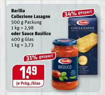 REWE Kaufpark Barilla Collezione Lasagne Oder Sauce Basilico Angebot